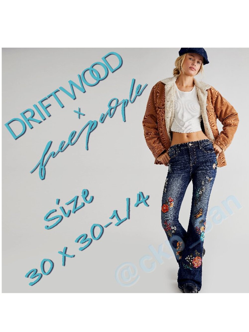 Free People x Driftwood Farrah Embroidered Flare Jeans Sz 30